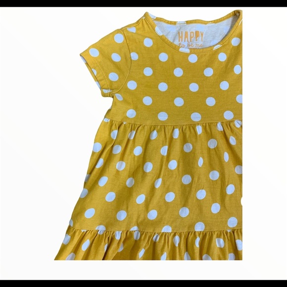 FLORENCE & FRED Large Polka Dot Dress With Ruched Waist Mustard Yellow Girl 5-6Y - Picture 5 of 8
